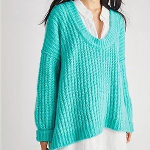 Free People Blue Bell V Neck Sweater
